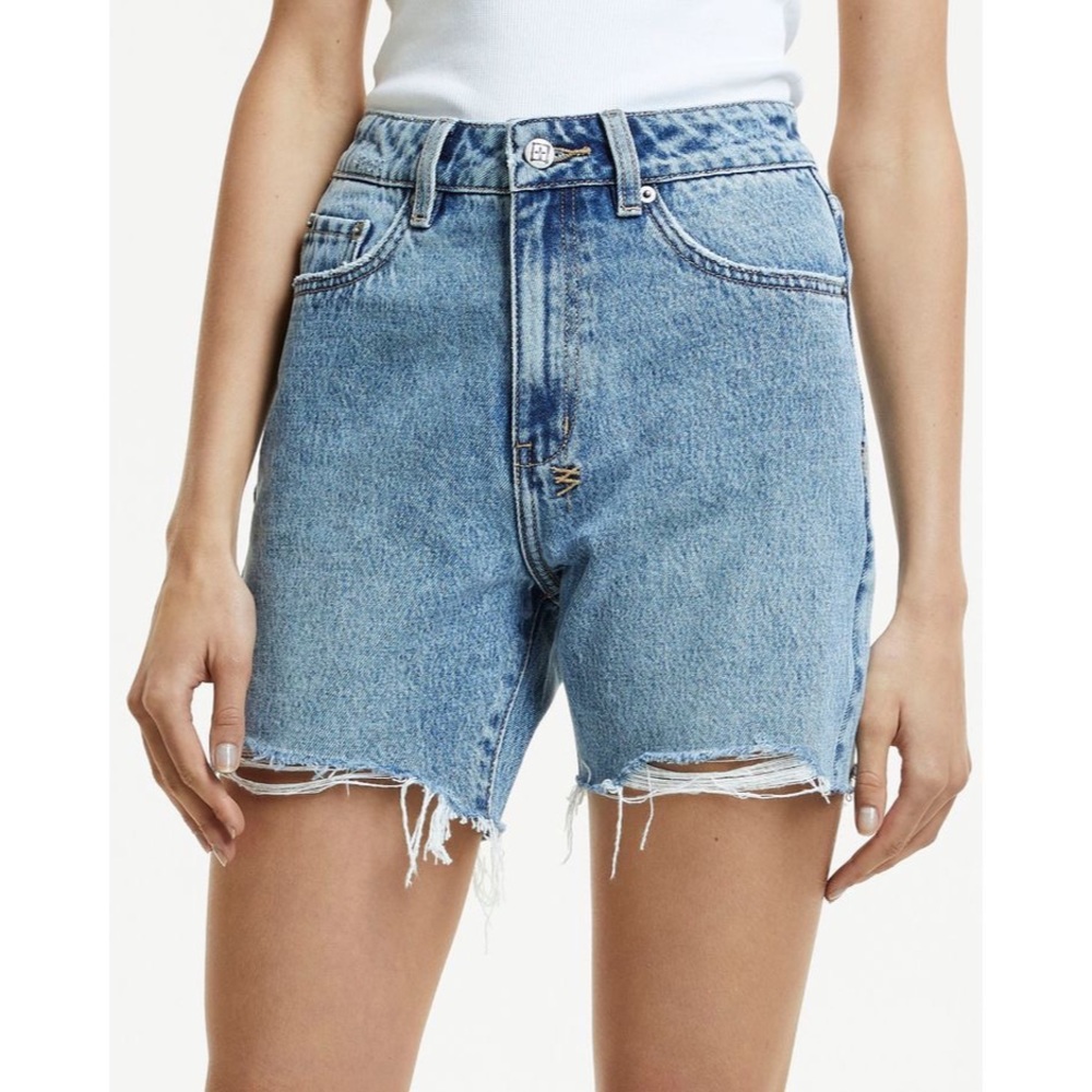 Ksubi Light Blue Distressed Denim Shorts